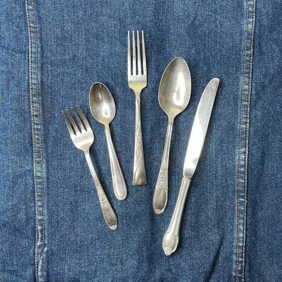Vintage Other - ⚡️SOLD⚡rediscovered flatware - set of 5 mismatched silver and silver-plated - 18